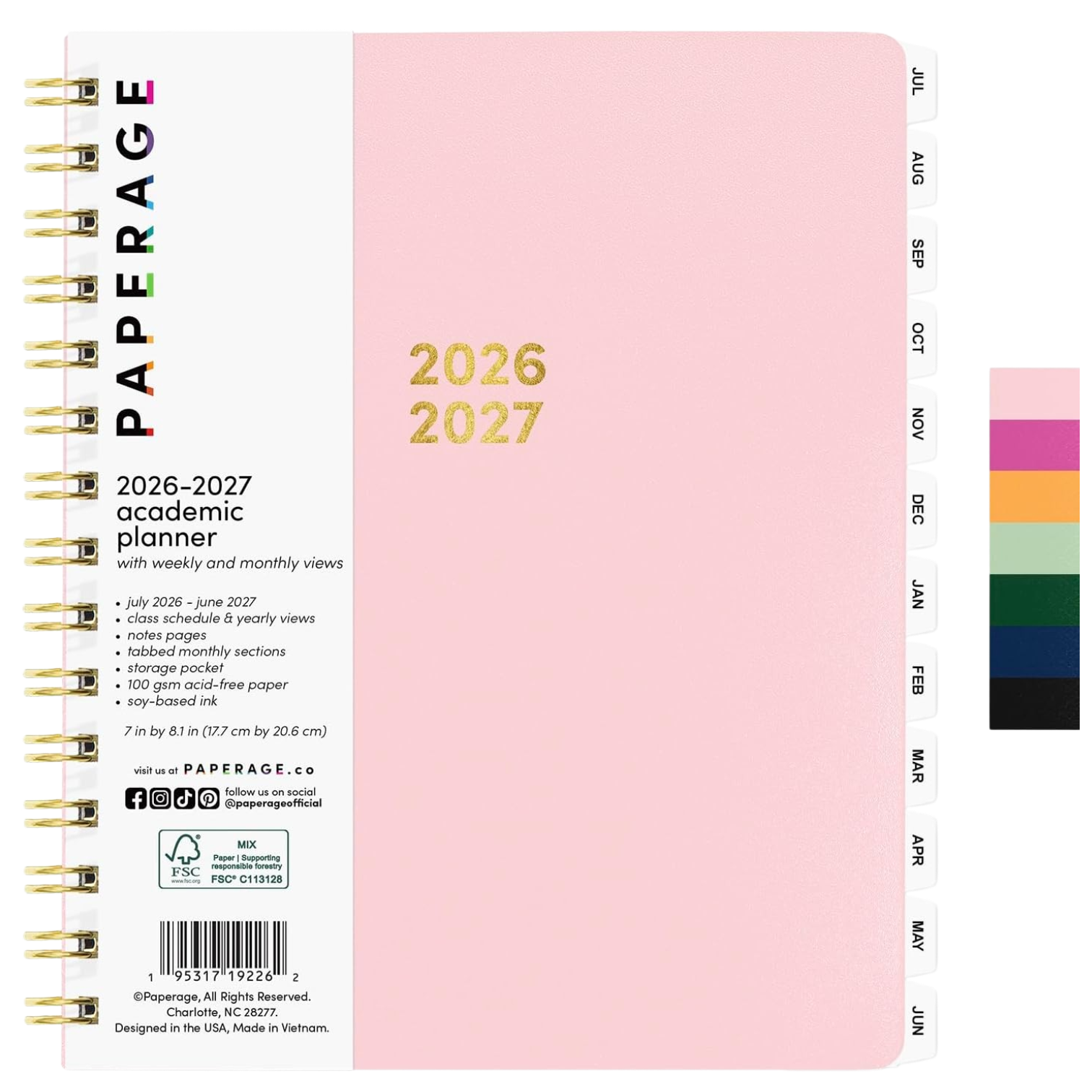 Academic Planner, 12-Months (7" x 8") by Paperage