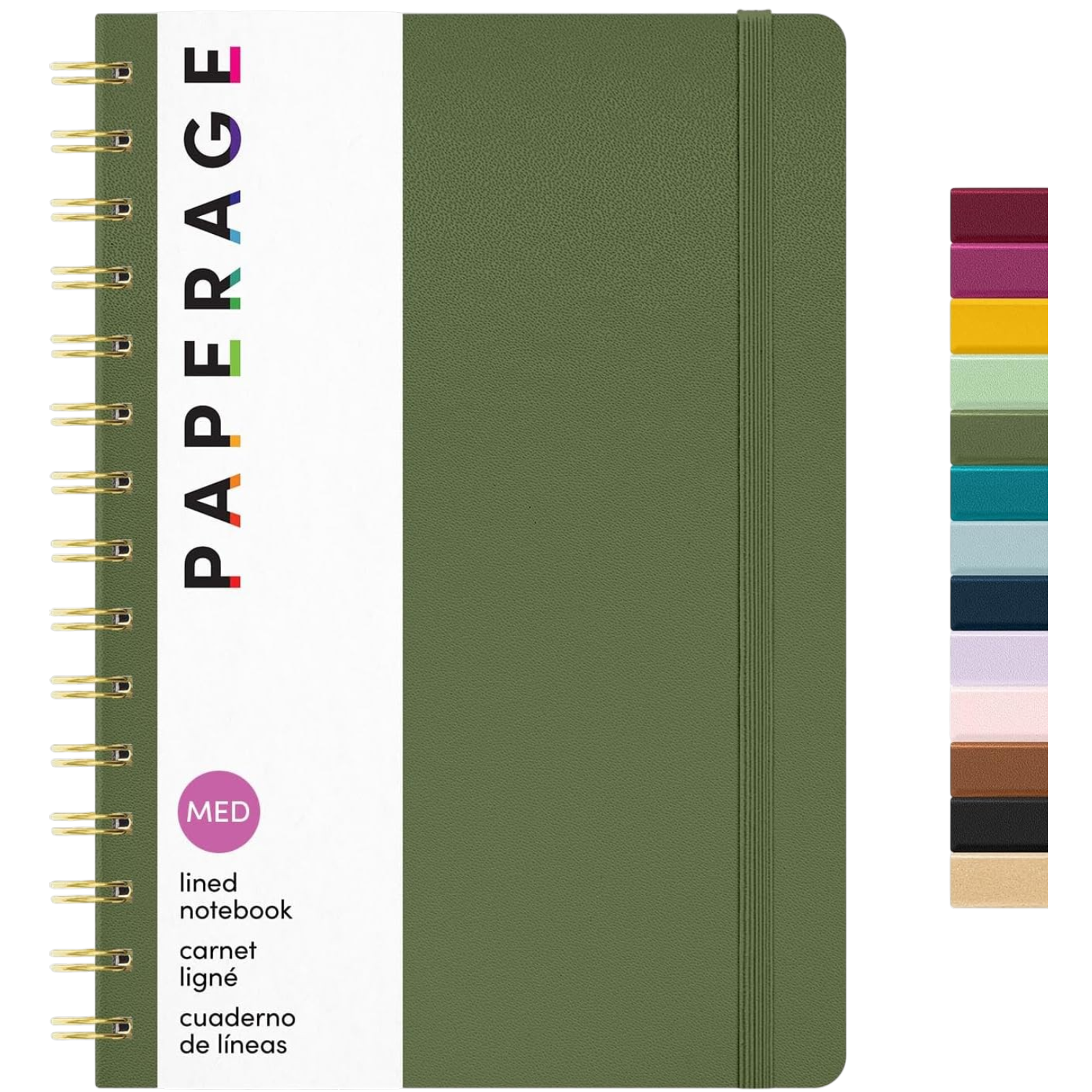 Paperage Lined Spiral Journal Notebook, (Olive Green), 160 Pages