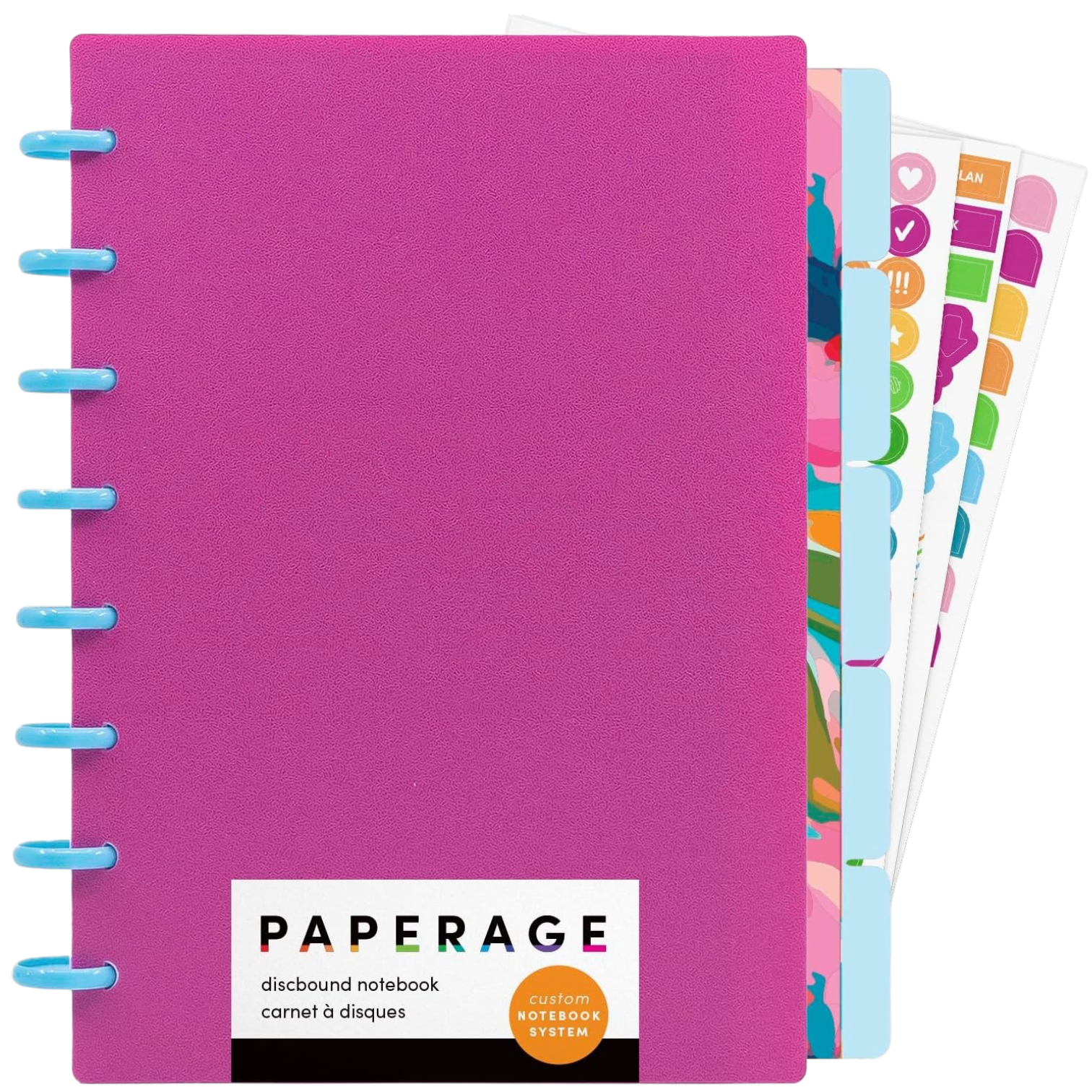 Customizable Discbound Notebook, 114 Pages Dividers & Stickers by Paperage