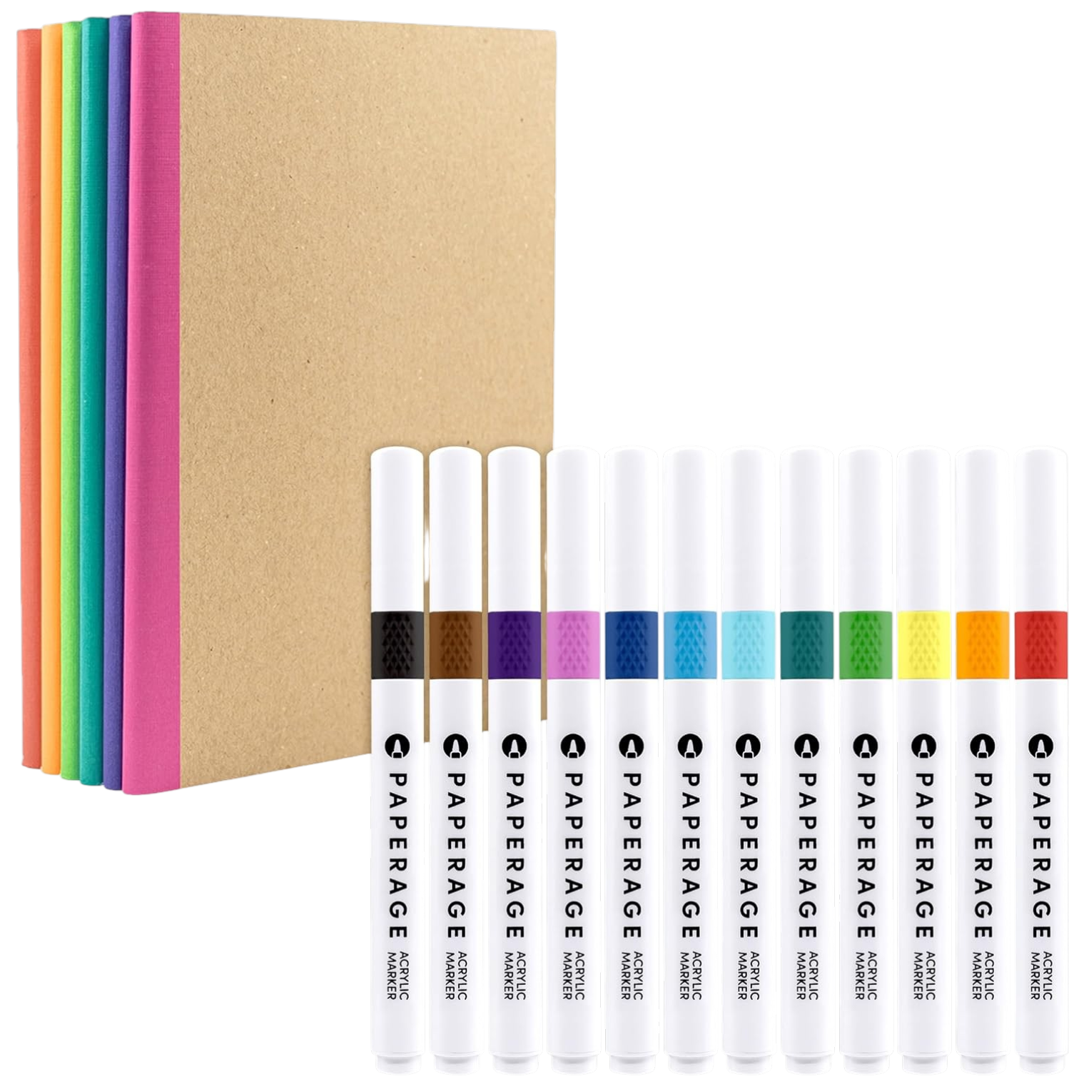 6-Pack Composition Notebook Journals Acrylic Marker Set 12 Pack